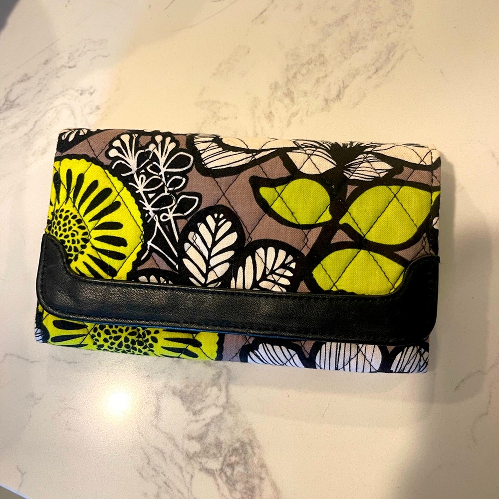Vera Bradley Floral Wallet - Black, Yellow, Brown